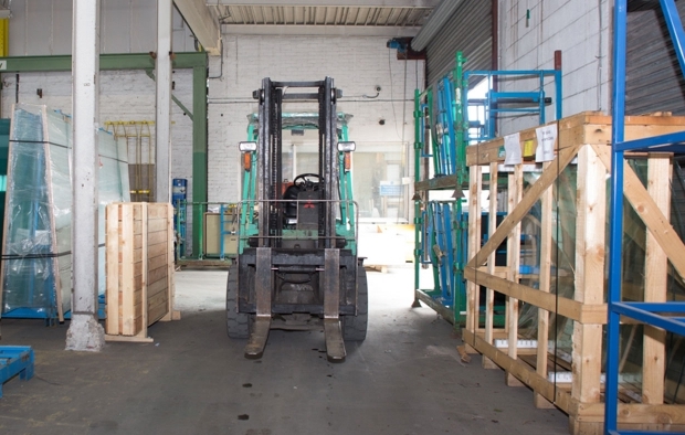 An image of a forklift truck in a factory