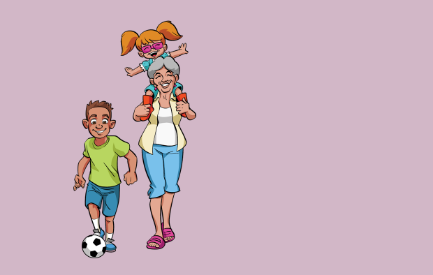 Illustration grandma and grandchildren