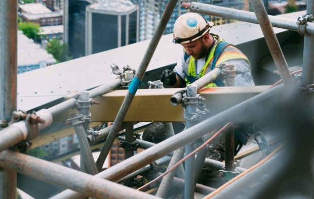 A man working on scaffolding