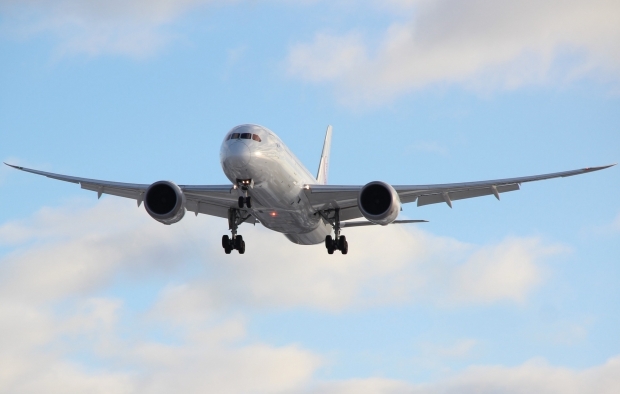 An aeroplane takes off