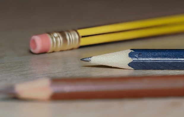School pencils laid out on a table
