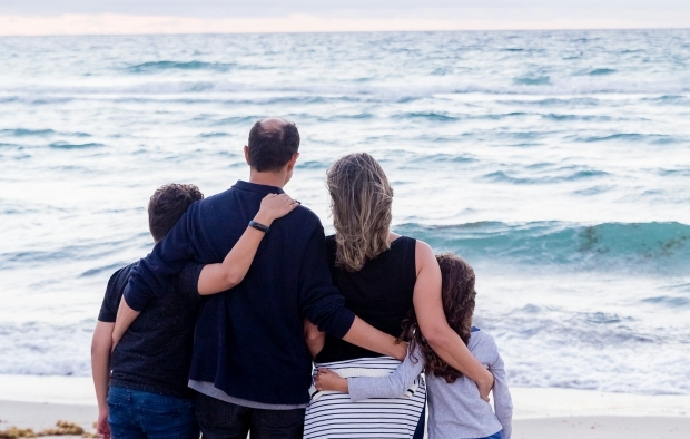 A family on the beach