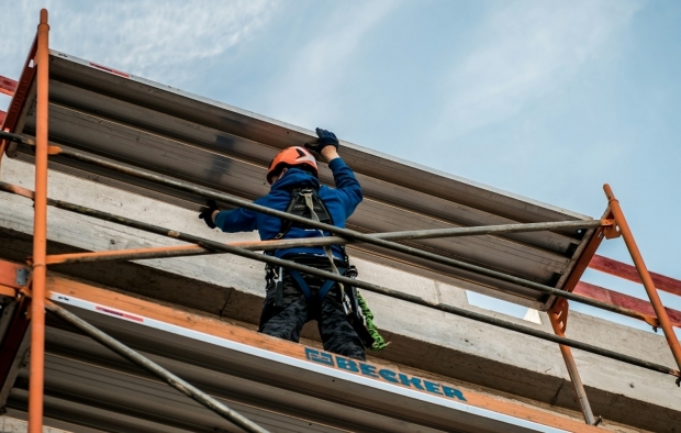 A person working on scaffolding