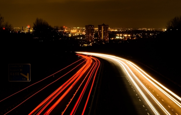 A UK motorway with vehicles on both sides
