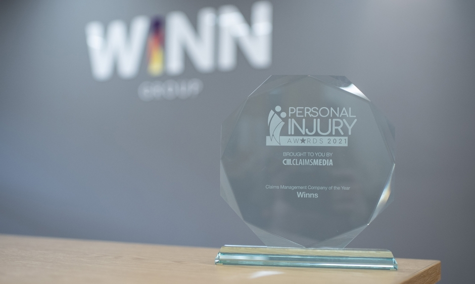 An image of the 2021 Personal Injury Award for Claims Management Company of the Year - Winns